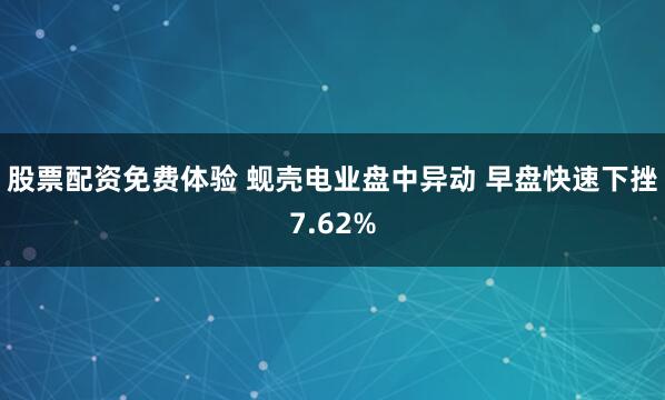 股票配资免费体验 蚬壳电业盘中异动 早盘快速下挫7.62%